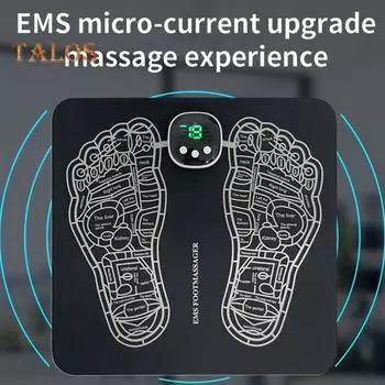 Массажер для ног EMS с 8 режимами, цифровой дисплей, расслабление мышц, снятие боли, портативный перезаряжаемый массажер для ног чёрный