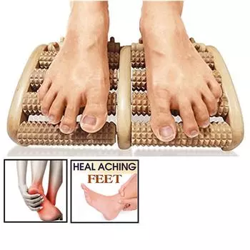 Массажер для ног из бамбука и дерева премиум-класса - большой двойной ролик для облегчения боли и расслабления 1 Pack