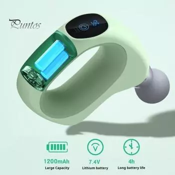 Массажер для ног с фасциями и 4 сменными головками, водонепроницаемый, портативный, с низким уровнем шума, перезаряжаемый, для восстановления мышц белый