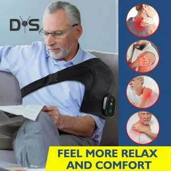 Массажер для плеч с подогревом и 3 уровнями нагрева, сенсорные кнопки, цифровой дисплей, перезаряжаемая наплечная подушка чёрный