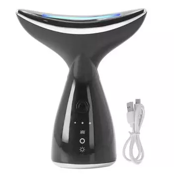 Массажер для подтяжки шеи с горячим компрессом, 3 светодиодных лампы, 3 силовых механизма, устройство для подтяжки кожи шеи и красоты чёрный