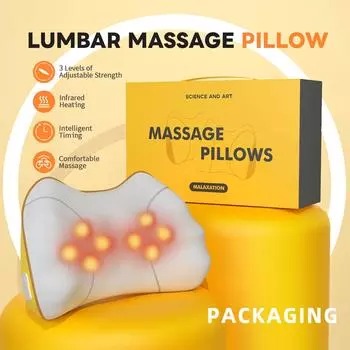 Массажер для поясницы, массажная подушка для спины, поясничного отдела позвоночника, разминающая массажная подушка для шеи, расслабление мышц жёлтый
