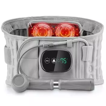 Массажер для поясницы с подогревом, инфракрасная вибрация, подушка безопасности для спины, пояс для массажа, поясничная поддержка, защитный пояс, расслабление мышц, циркуляция крови серый