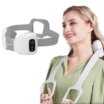 Массажер для шеи для снятия боли в глубоких тканях, беспроводной массажер для шеи и плеч с успокаивающим теплом белый