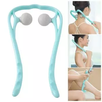 Массажер для шеи и плеч для дома, офиса, путешествий, глубоких триггерных точек, ручной массажер с регулируемым давлением, массажные шарики зелёный