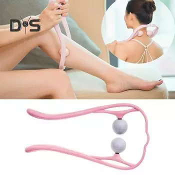 Массажер для шеи и плеч для дома, офиса, путешествий, глубоких триггерных точек, ручной массажер, регулируемые массажные шарики для глубоких мышц тканей розовый