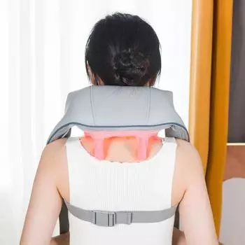 Массажер для шеи и плеч Регулируемая интенсивность Эргономичный дизайн Обезболивание Функция прогрева Перезаряжаемый бежевый