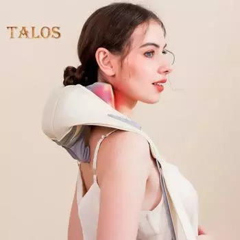 Массажер для шеи и плеч с автоматическим отключением, регулируемой интенсивностью, легким компактным дизайном, эргономичным термическим сенсорным массажным устройством белый