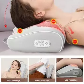 Массажер для шеи и спины с подогревом, 6 узлов, глубокая разминающая массажная подушка, 2 зоны нагрева, 3 интенсивности, пульт дистанционного управления, шейный массажер для мужчин серый