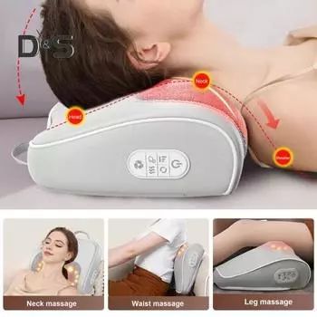 Массажер для шеи и спины с подогревом, 6 узлов, глубокая разминающая массажная подушка, 2 зоны нагрева, 3 интенсивности, пульт дистанционного управления, шейный массажер для мужчин и женщин серый