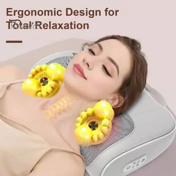 Массажер для шеи и спины с подогревом, 6 узлов, глубокая разминающая массажная подушка, 2 зоны нагрева, 3 интенсивности, пульт дистанционного управления, шейный массажер для мужчин и женщин серый