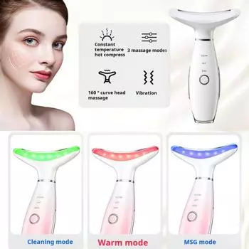 Массажер для шеи, инструмент для ухода за кожей лица и шеи 3 в 1, многофункциональное портативное косметическое устройство, подтяжка сухих линий, подтяжка кожи, жизненный массаж розовый