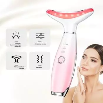 Массажер для шеи, инструмент для ухода за кожей лица и шеи 3 в 1, многофункциональное портативное косметическое устройство, подтяжка сухих линий, подтяжка кожи, жизненный массаж розовый