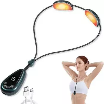 Массажер для шеи, Массажер для шеи с подогревом, Электрический массажер для шеи, 4 режима массажа, 15 регулируемых уровней интенсивности для женщин, мужчин, родителей белый