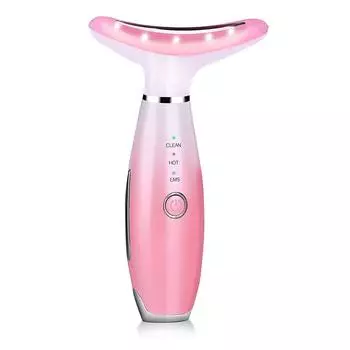 Массажер для шеи, светодиодная фотонная терапия, нагреватель, машина для удаления морщин на шее, уменьшает кожу двойного подбородка 0 розовый