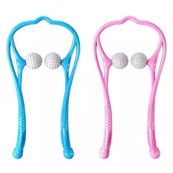 Массажер для шеи, терапия для шеи и плеч, роликовый инструмент для самостоятельного массажа с двойной триггерной точкой, снимает давление рук, массаж под глубоким давлением синий