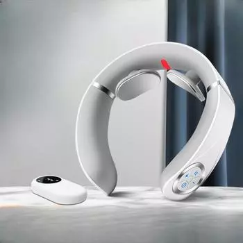 Массажер для шеи, защита для шеи, многофункциональный физиотерапевтический разминающий электромагнитный портативный импульсный массажер для горячего компресса шейного отдела позвоночника Hot compress beep белый