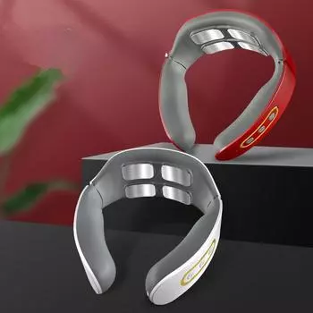 Массажер для шейного отдела позвоночника с четырьмя головками, электрический импульсный массажер для шеи с горячим компрессом, беспроводной пульт дистанционного управления, массажер для шеи, защита для шеи Rechargeable model