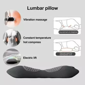 Массажер для спины 3 в 1 Подушка для массажа шеи с термотерапией Регулируемая температура Поддержка шеи, плеч и спины Массажер для снятия стресса темно-серого