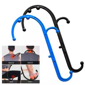 Массажер для спины, шеи и ног для триггерной точки, фибромиалгии, облегчения боли и самостоятельного массажа, крючок для трости, скребок для спины чёрный