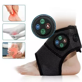 Массажер для стопы Smart Ankle с воздушной компрессией и вибрацией, согревающий компресс для левой и правой лодыжки, расслабляющий чёрный