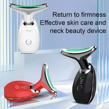 Массажер для укрепления шеи, 3/7-цветный светодиодный прибор против старения для уменьшения морщин, электрический подтягивающий ролик для шеи для домашнего ухода за кожей 3 красный