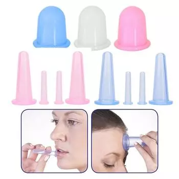 Массажер Китайские вакуумные банки Массажные банки для лица и шеи Массажные банки Силиконовые присоски pink-2pcs