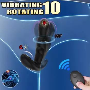 Массажер простаты 2-в-1 10 режимов вращающейся вибрации Подходит для мужчин и женщин Стимуляция точки G Вибрирующая игрушка 360°