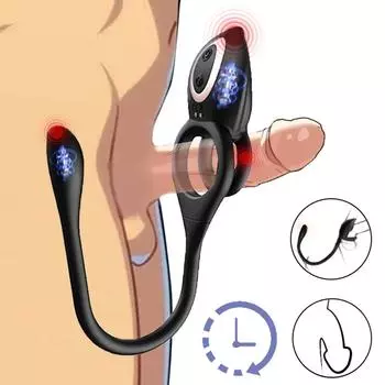 Массажер простаты с кольцом для пениса, анальный вибратор, 10 режимов вибрации, пульт дистанционного управления, анальная пробка, кольцо для пениса, мужской вибратор, мужские эротические товары