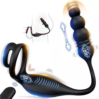 Массажер простаты, вибрирующее кольцо для пениса, вибратор простаты, игрушки для взрослых с дистанционным управлением, 10 режимов вибрации, секс-игрушки для мужчин, парная игра