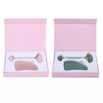 Массажер с двойным роликом для лица и тела, набор массажных инструментов для скребковой доски Pink