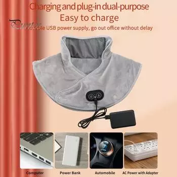 Массажная наплечная подушка с 3 режимами нагрева, эргономичный дизайн, быстрая нагрев, питание от USB, электрическая грелка серый