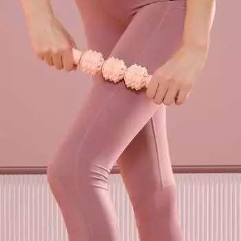 Массажная палочка Булава Роликовый массажер для мышц Йога Фитнес Бег Релаксационная палка розовый