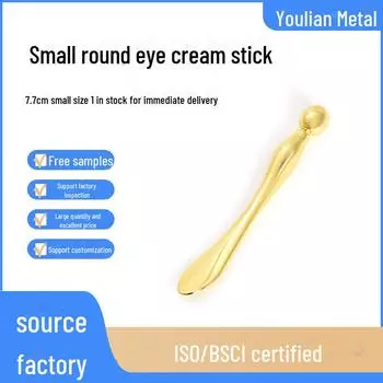 Массажная палочка для крема для кожи вокруг глаз из цинкового сплава - металлическая подъемная ложка 7,7 см розового золота