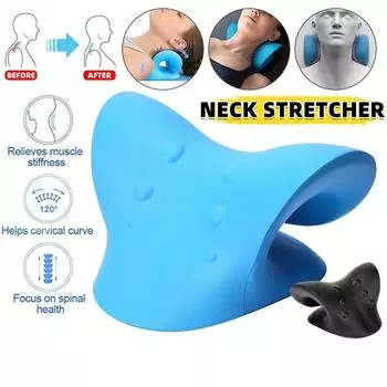 Массажная подушка для шеи, плеч, шейного отдела хиропрактики, тяговое устройство, массажная подушка для облегчения боли, массажер для шеи и тела синий