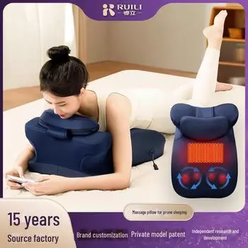 Массажная подушка для сна с электроподогревом и положением лежа на животе — для домашнего использования, поддержка поясницы, комфортный сон синий