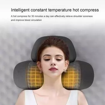 Массажная подушка с технологией теплого и успокаивающего массажа 3 в 1, массажная подушка для облегчения горба на шее, улучшение качества сна, медленный отскок серый