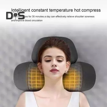 Массажная подушка с технологией теплого и успокаивающего массажа 3 в 1, массажная подушка для облегчения горба на шее, улучшение качества сна, медленная память отскока черный серый