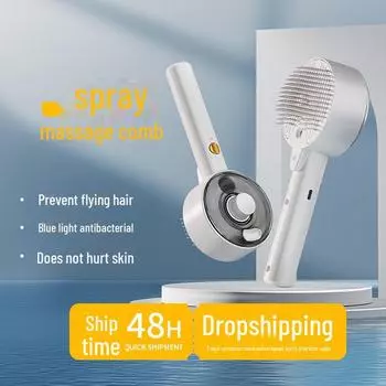 Массажная расческа для домашних животных со стерилизацией одним щелчком для кошек и собак — бережно удаляет лишнюю шерсть и очищает во время ухода UV antibacterial blue light + spray