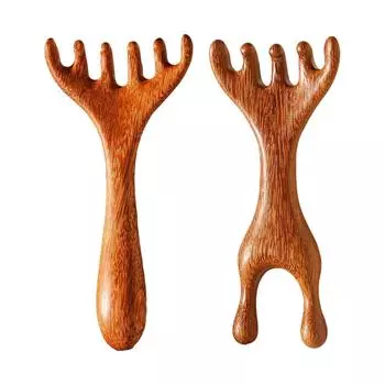 Массажная расческа для головы из сандалового дерева, инструмент Гуаша, чесалка для спины, ручная расческа с широкими зубьями для вьющихся волос, массажер для кожи головы для снятия стресса A