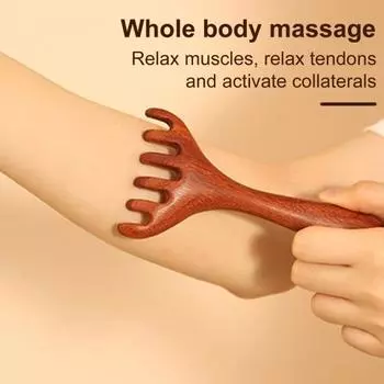 Массажная расческа для головы из сандалового дерева, инструмент Гуаша, чесалка для спины, ручная расческа с широкими зубьями для вьющихся волос, массажер для кожи головы для снятия стресса A