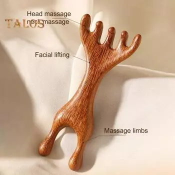 Массажная расческа для головы из сандалового дерева, инструмент Гуаша, чесалка для спины, ручная расческа с широкими зубьями для вьющихся волос, массажер для кожи головы для снятия стресса A