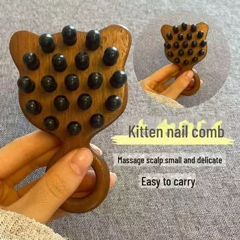 Массажная расческа для кожи головы и ногтей из сандалового дерева для меридианной терапии Ring Cat