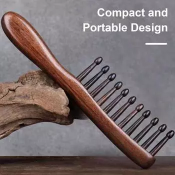 Массажная расческа для кожи головы из сандалового дерева с широкими зубьями, антистатическая для роста волос, массажер для головы для мужчин и женщин