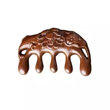 Массажная расческа для кожи головы Yousheng Sandalwood с широкими зубцами, резная рыба-лотос, стимулирующая рост волос, деревянная ручная головка, массажная расческа для всего тела цвет старого дерева