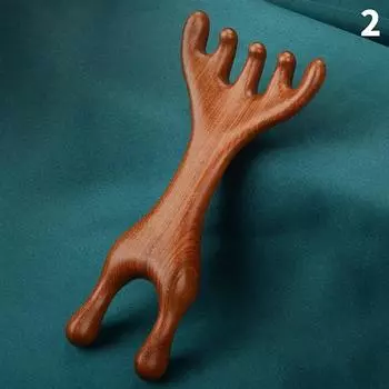 Массажная расческа для тела и меридианов. Сандаловое дерево. Оленьи рога. Широкие зубья. Акупунктура. Помощь в циркуляции крови. Антистатические гладкие волосы.