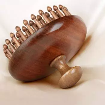 Массажная расческа для тела с 79 зубцами и щеткой для массажа головы и головы, натуральный сандаловый круговой зуб, скребковый массаж тела Гуаша onesize