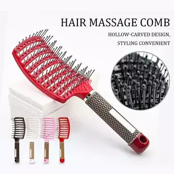 Массажная расческа для волос и кожи головы, нейлоновая расческа, антистатическая, влажная, кудрявая, распутывающая, щетка для волос, парикмахерская для девочек, инструмент для укладки волос красный
