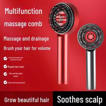 Массажная расческа для волос с красным и синим лазером для роста волос с технологией RF и аппликатором лекарственных средств для головы