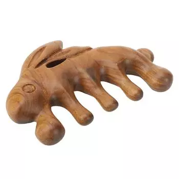 Массажная расческа для выскабливания кожи головы из сандалового дерева, расческа Гуа Ша в форме животного для шеи, спины